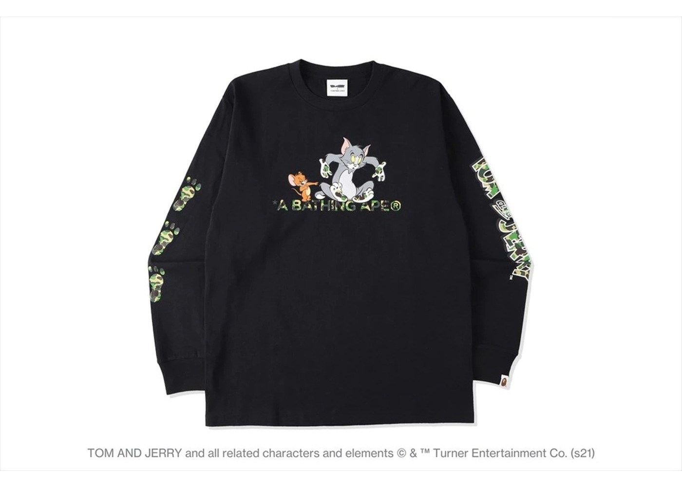 BAPE x Tom and Jerry Footprints L/S Tee Black (SS21) 相場・プレ値情報 モノカブ
