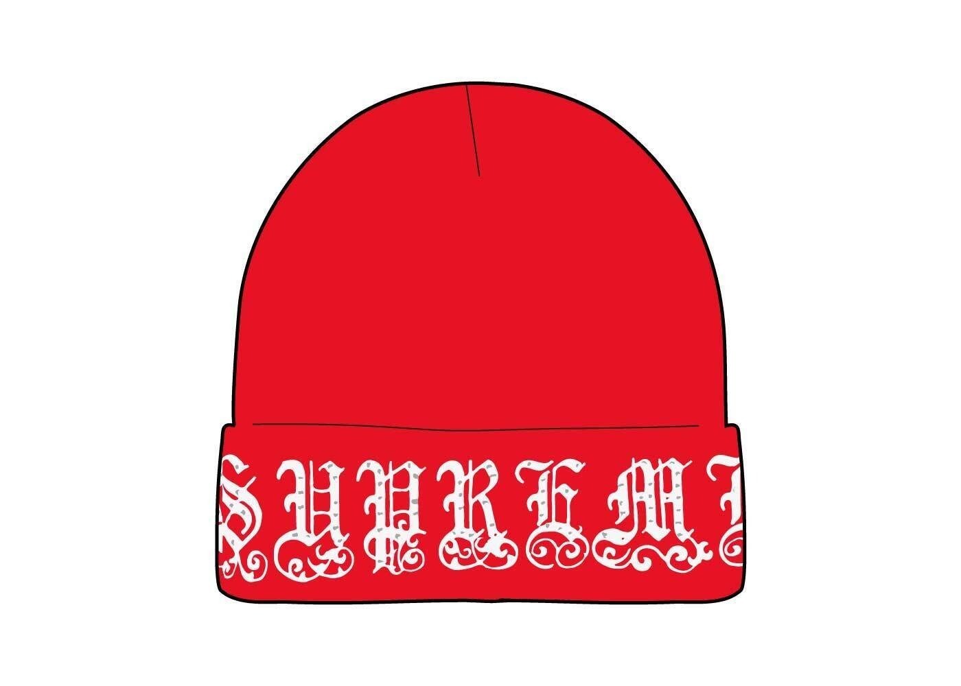 supreme old english rhinestone beanie