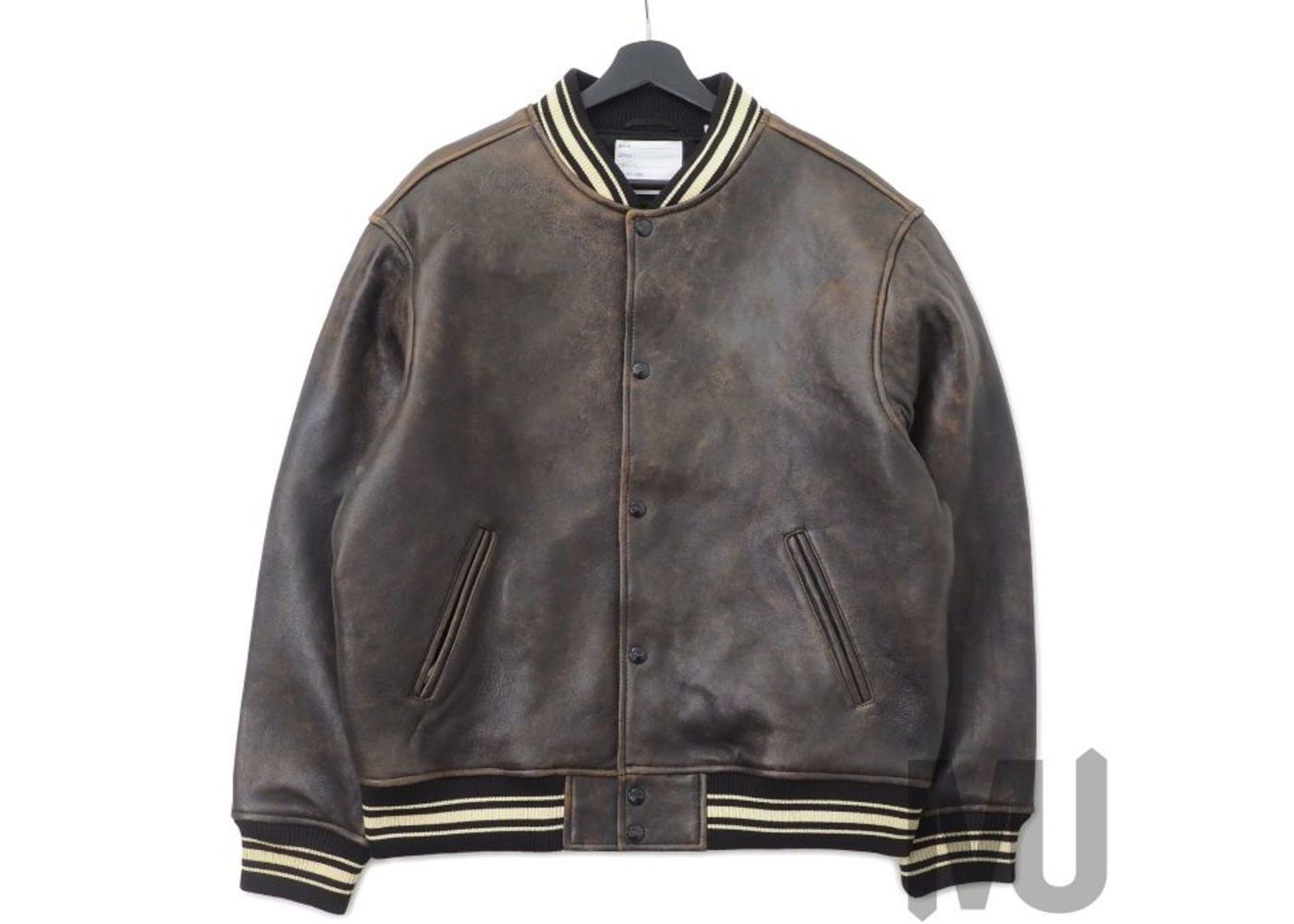 supreme worn leather varsity jacket