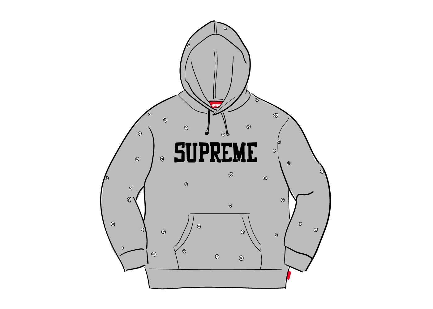 Supreme Eyelet Hooded Sweatshirt（Authentic Supreme Eyelet GREY  
