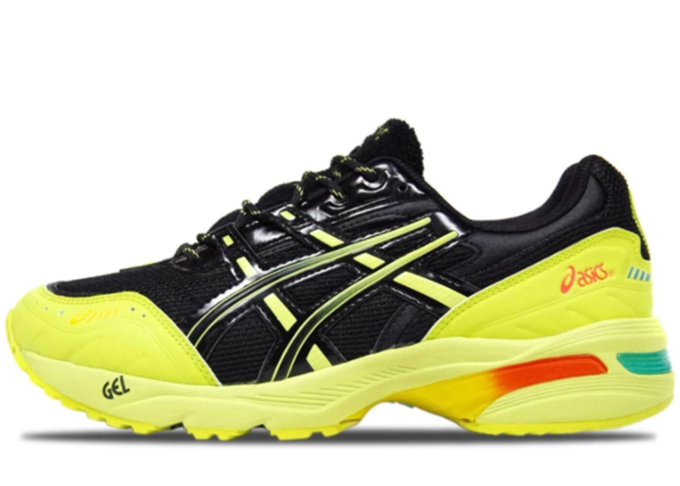 black and yellow asics